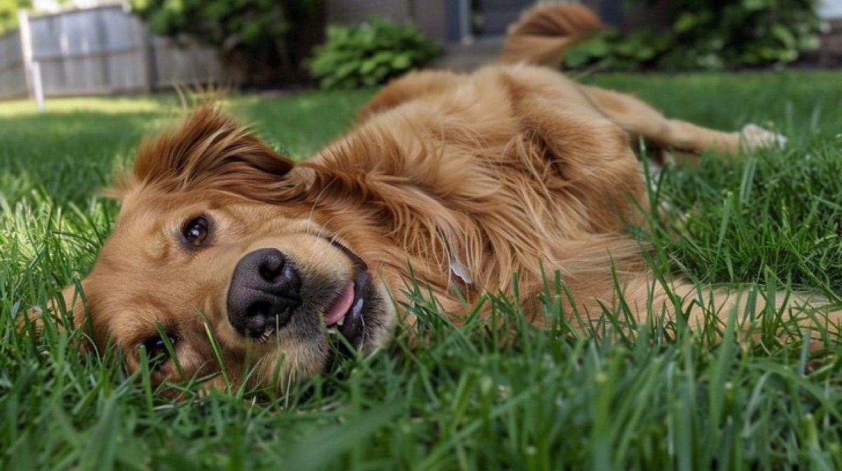 Golden retriever eating a meal during Biscuit's probiotic comparison