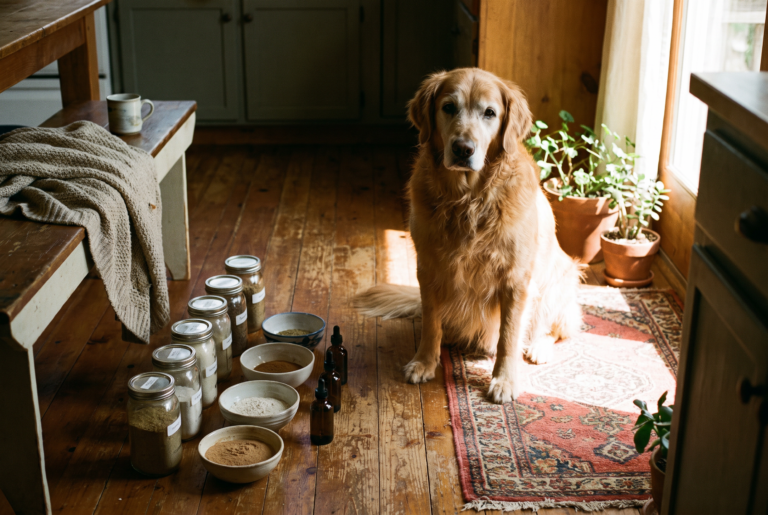 Header photo of golden retriever puppy supplement basics