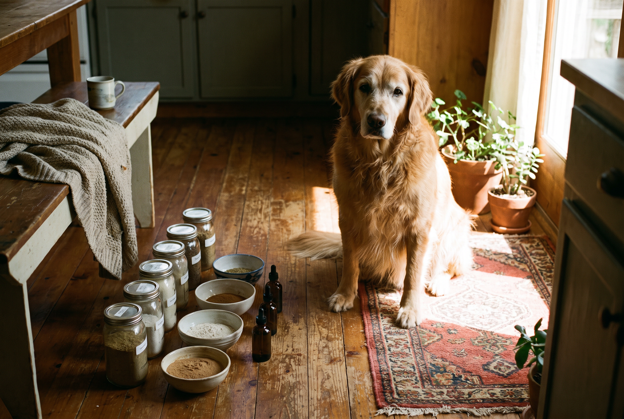 Header photo of golden retriever puppy supplement basics